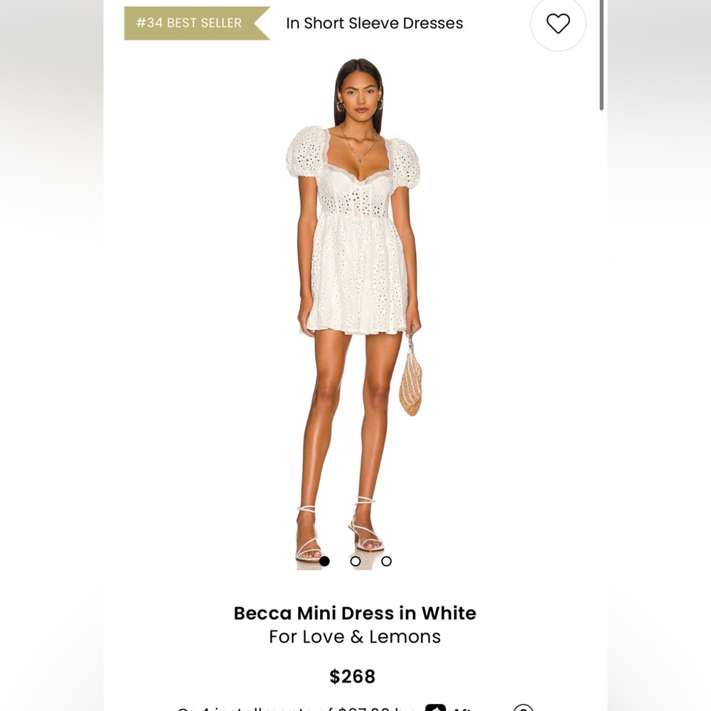 For Love & Lemons Becca Mini Dress in White